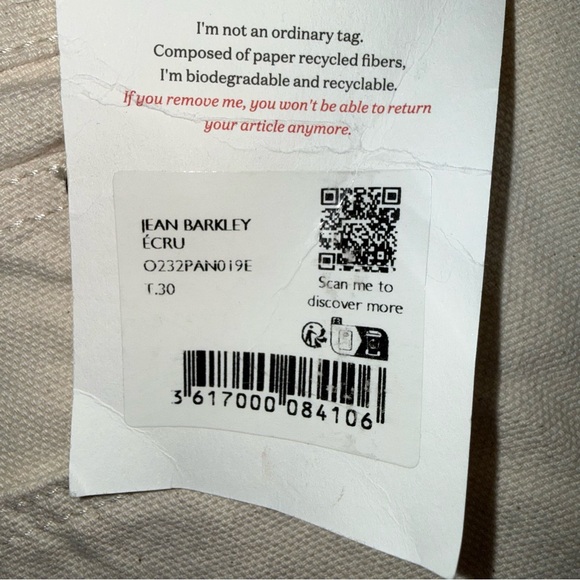 OCTOBRE NWT Men's Barkley Jeans in Ecru Size 30 Wide and Tapered Fit $145 - Picture 9 of 11